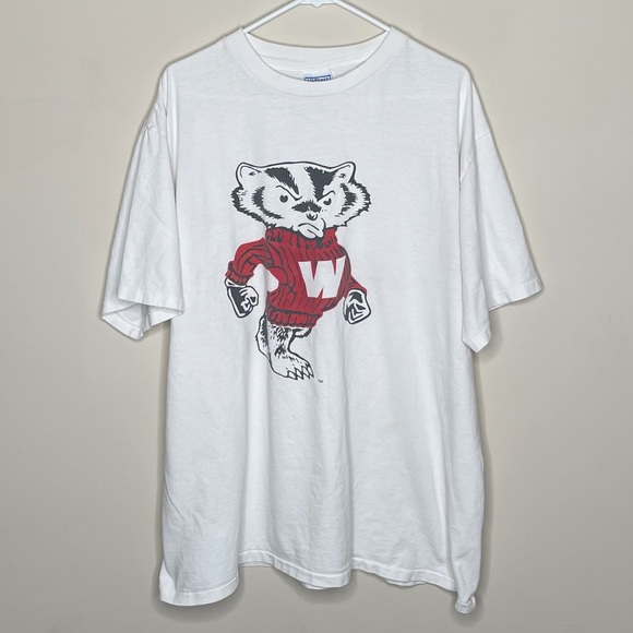 Vintage University of Wisconsin Mascot Bucky Badger Graphic T-Shirt Size XXL - Picture 1 of 7